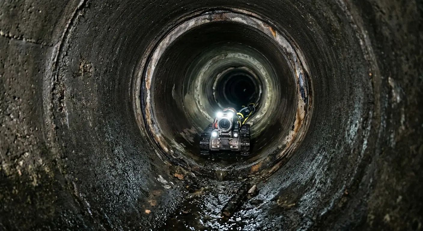 Robotic sewer camera inspecting pipe interior for Sewer Line Repair in Brawley